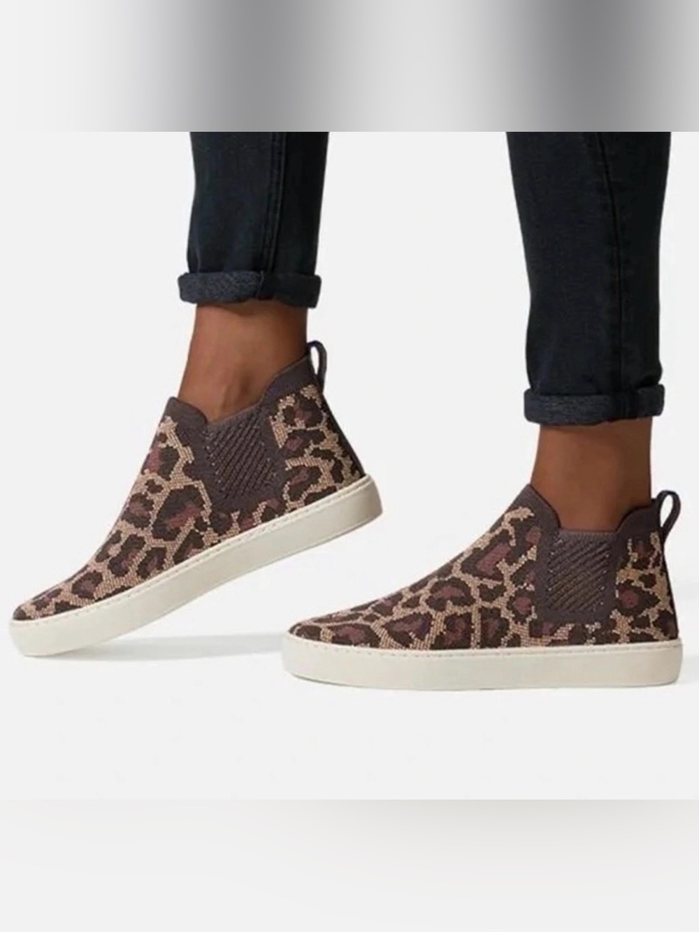 Rothy’s Wildcat Slip-On Leopard Knit High-Top Sneakers - Brown